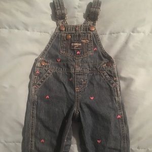 OshKosh B’gosh Denim Overalls w/ Pink Hearts